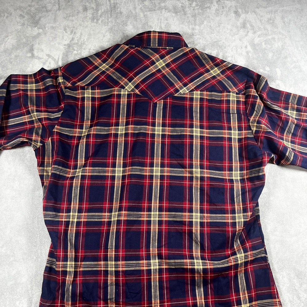 Vintage Wrangler Mens Size M Plaid Long Sleeve Pearl‎ Snap Button Western Shirt - Picture 6 of 12